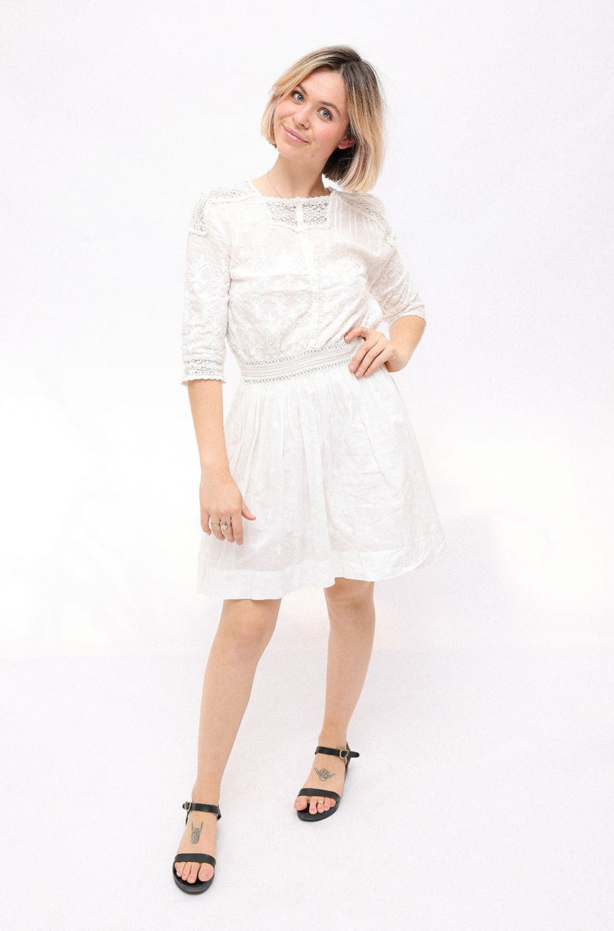 Doen White Lace Detail Dress