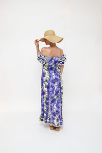 Vintage 60's Hawaiian Print Maxi Dress