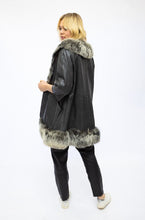 Load image into Gallery viewer, 1960&#39;s Charcoal Leather &amp; Fur Trim Jacket
