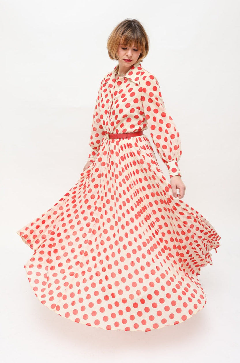 Vintage Polka Dot Maxi Dress