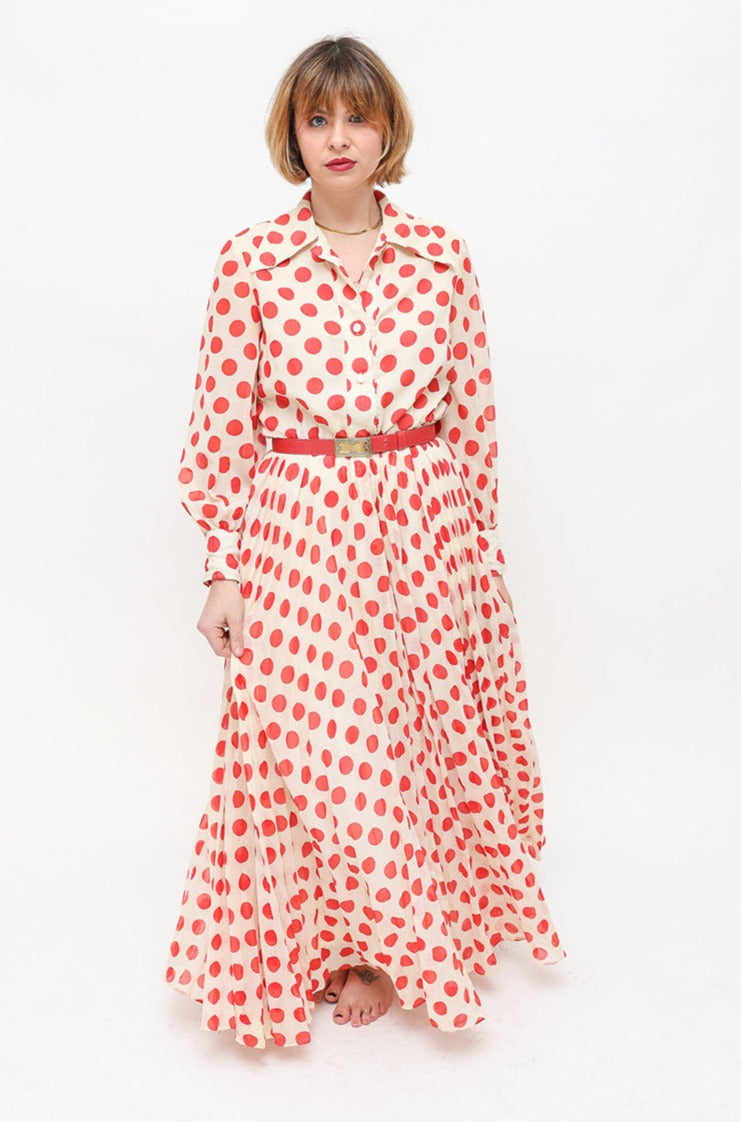 Vintage Polka Dot Maxi Dress