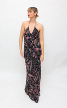 Load image into Gallery viewer, Vintage Black silk Beaded Low Back maxi Dress
