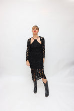 Load image into Gallery viewer, Vintage Black Crotchet Beaded Dress &amp; Cardigan
