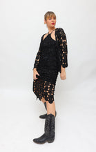 Load image into Gallery viewer, Vintage Black Crotchet Beaded Dress &amp; Cardigan

