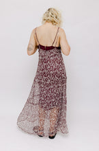 Load image into Gallery viewer, Lee Mathews Claret + White Silk Maxi Dress
