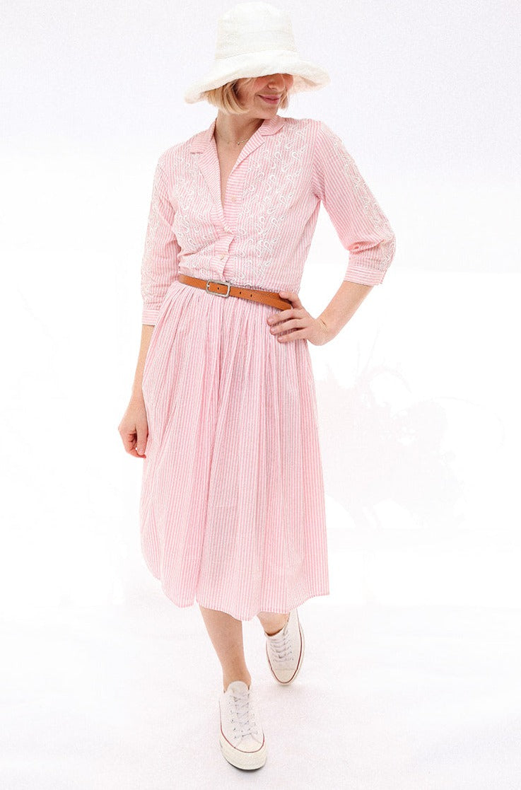 Vintage Pink & White Candy Stripe Dress
