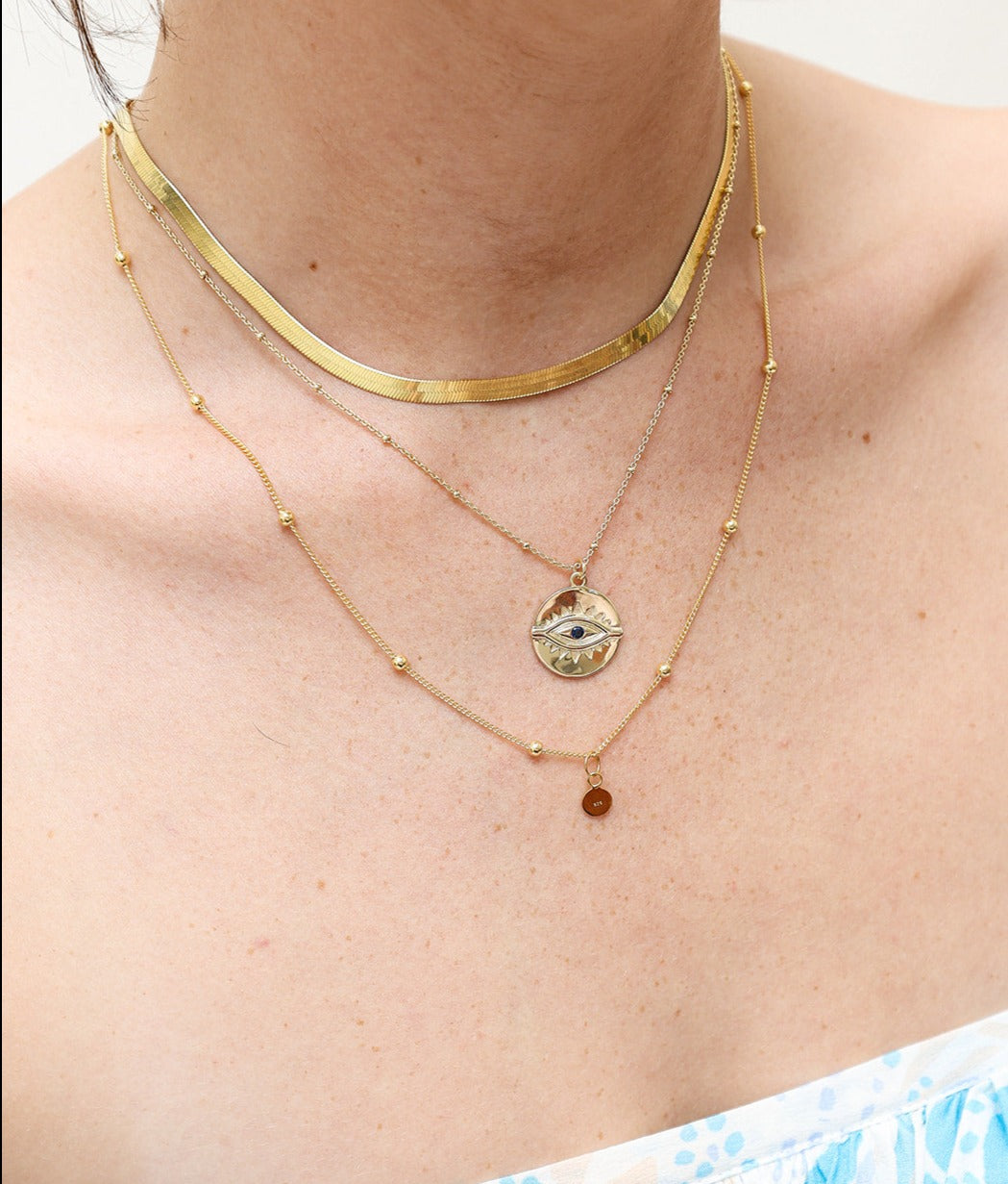 Pendant & Gold Ball Chain Necklace